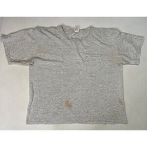 VINTAGE Windridge Blank Pocket T-shirt Men XL Gray USA Thrashed Paint 90s